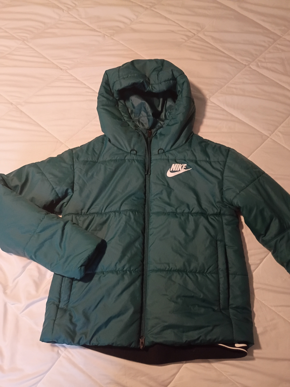 Nike Woman's Teal Nike Puffer Cropped Coat Jacket Sz. Small Size S Sm